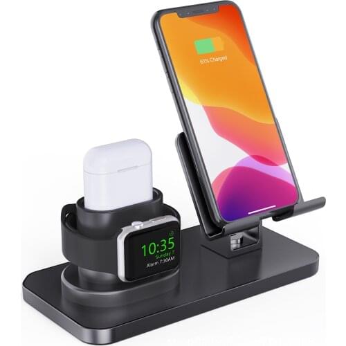 3 IN 1 Phone Holder For Iphone 7 8 XS XR 11 12 Pro Max Desk Phone Stand Charging Dock Station For Apple Watch 6 5 4 Airpods Por