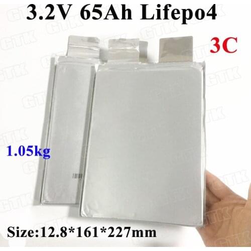 4pcs Lifepo4 3.2v 65Ah lithium rechargeable battery 13161227 for diy 12v 24v solar panel fishing boat kit battery scooter etc