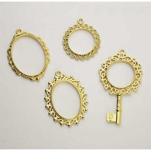 5pcs Ellipse Metal Frame Vintage Key Open Bezels DIY Jewelry Pendant Accessories Findings Charms Decor Handmade UV Resin Craft