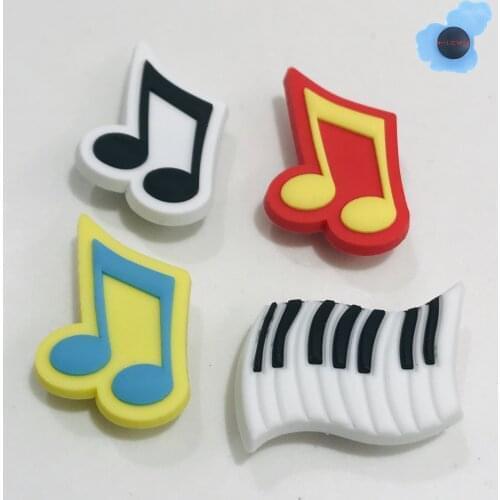 50pcs Wholesale PVC Music Note Piano Keyboard Shoes Accessories Garden Shoe Decorations Fit Croc Jibz Charm Bracelet