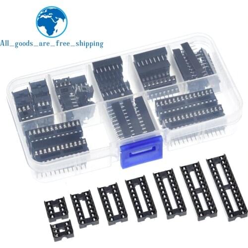 66PCS/Lot DIP IC Sockets Adaptor Solder Type Socket Kit 6,8,14,16,18,20,24,28 pins New