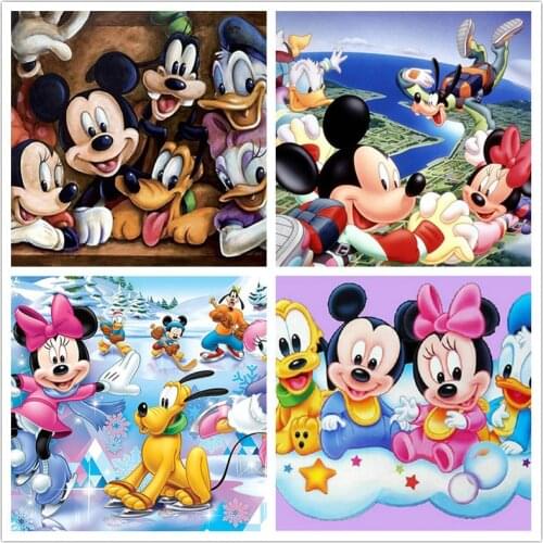 Disney 5D DIY Diamond Painting Mickey Mouse Series Mickey Minnie Full Circle Diamond Embroidery Handmade Interior Decoration