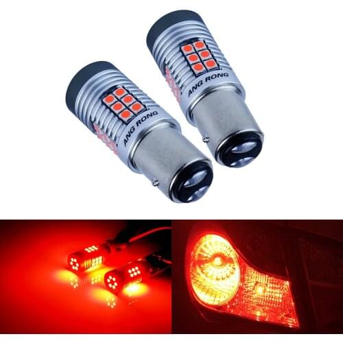 ANGRONG 2x Red LED Backup Brake Stop Tail Light P21/5W 380 1157 BAY15d Bayonet Bulb 15W