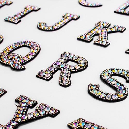 Rhinestone Letter Patch Sew On Letter Patches For Clothes Beaded Strass Sticker Craft Applique 5Pcs Handmade Small Badges