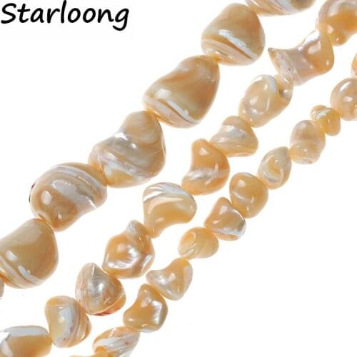 Natural Stone Beads Golden Trochus Stone Irregular Shell Shape Beads for Jewelry Making Diy Bracelet Necklace 15.5" Pick Size