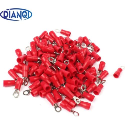 RV1.25-3 Red Ring Insulated Wire Connector Electrical Crimp Terminal RV1.25-3 Cable Wire Connector 100PCS RV1-3 RV