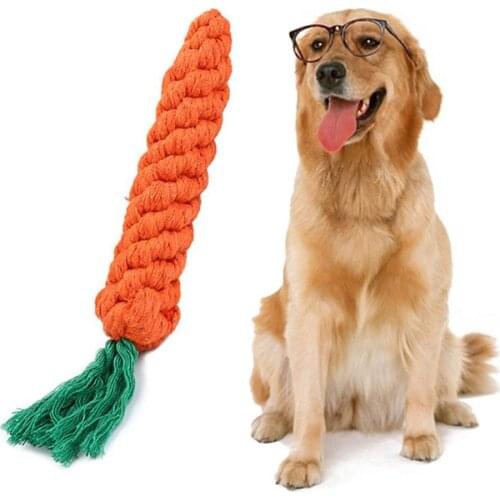 Pet Dog Puppy Carrot Shape Cotton Rope Molar Tooth Cleaning Chew Training Toy Dogs accessories для собак