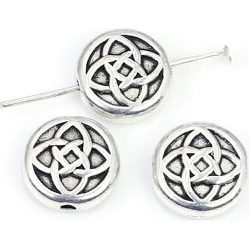 JAKONGO Antique Silver Plated China Knot Spacer Beads for Loose Beads Jewelry Making Accessories DIY Handmade Craft 10pcs