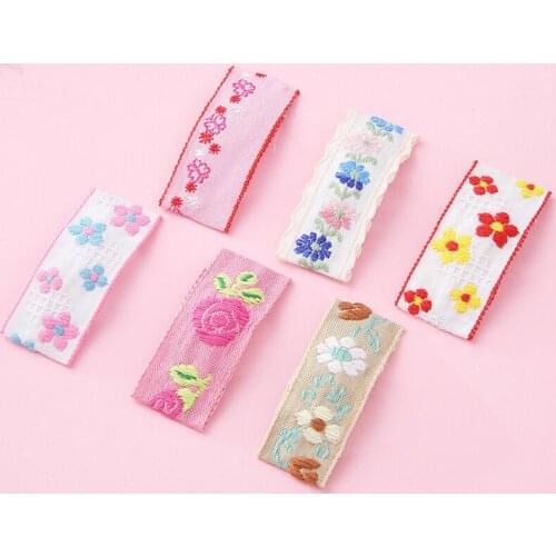 Korea Hair Clips Girls Women Floral Printing Hair Pins Kids Cute Summer Barrette Vocation Children Embroidery Side Clip Jewelry