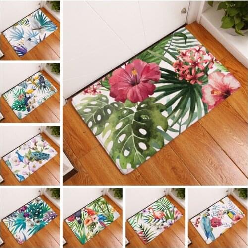 Floor Mats Flower Leaf Pattern Bird Printed Bathroom Kitchen Carpet House Doormats For Living Room Anti-slip Rug