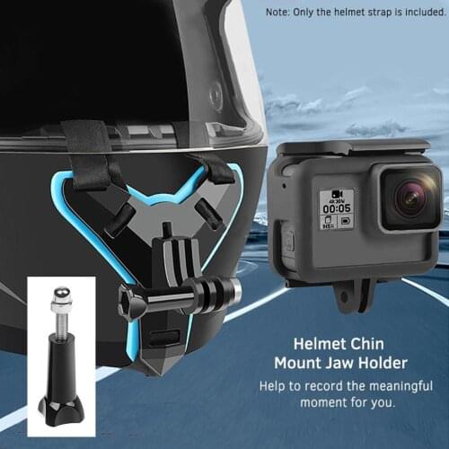 Helmet Chin Mount Motorcycle Helmet Strap for GoPro Hero 7 6 5 Black Hero 4/3 360 Camera Holder for AKASO Campark
