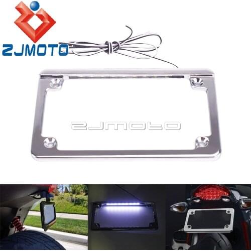 7-3/16" x 4-1/4" License Number Plate Frame Bracket With White LED Light For Honda Suzuki Ducati Yamaha BMW Licese Plate Holder