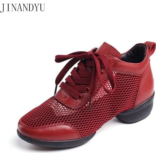 Genuine Leather Womens Dancing Shoes Sneakers Woman Jazz Dance Flat Outdoor Sports Ladies Girls Modern Casual Shoes Female