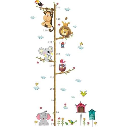 Cartoon animals Lion,elephant Height ruler Wall Stickers Home Decor DIY Simple Chart Ruler Decor For Kids Rooms Decals Wall Art