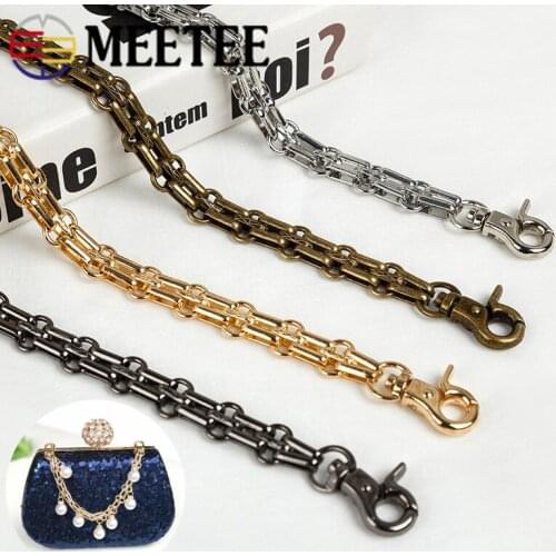 Meetee 1Pc 25/50/100/120cm Metal Bag Strap Buckle Handbag Chain Handle Hook Sanp Clamp DIY Decor Chain Clip Buckles Accessories