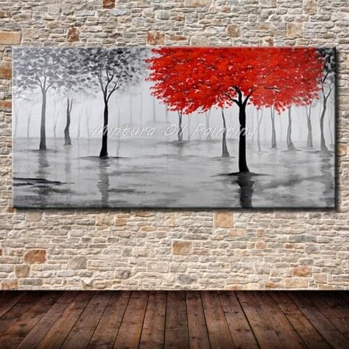 Mintura Art Hand Painted Abstract Tree Landscape Oil Painting on Canvas Abstract Pictures Wall Decor For Living Romm No Framed