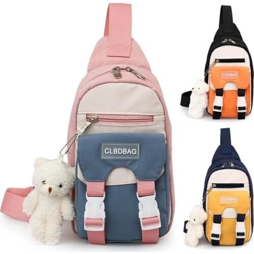 Fashion Women Bag Nylon Contrast Color Chest Bag Kawaii Travel Crossbody Bag Fanny Pack 2021