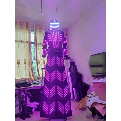 2021 New LED Robot Suit Light Up Stilt Walker Glowing Costume Luminous Giant Dress Nightclub Performance
