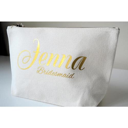 Personalized text name wedding birthday gifts bride bridesmaid Make Up makeup comestic vanity Bags toiletry zippergifts