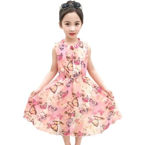 Girl Dress Butterfly Pattern Party Dress For Girls Summer Child Dress Casual Style Childrens Costumes For Girls