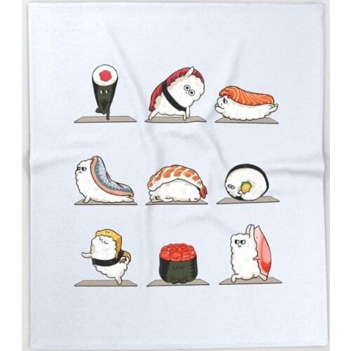Sushi Yoga Throw Blankets Children Kids Soft Warm Sofa Coral Fleece Throw Blanket Rug Plush 125x200cm
