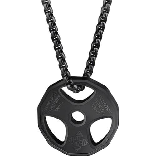 Fitness Pendant Necklace Stainless Steel Chain Powerlifting Weight Plate Charm Bodybuilding Gym Necklace Men Women Fitness gift