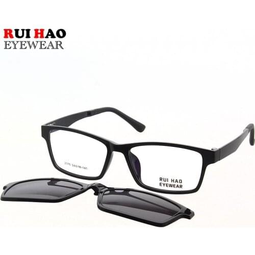 Rectangle Optical Eyeglasses Frame And Magnetic Clip on Sunglasses Spectacles Glasses Frame Prescription Glasses 2076