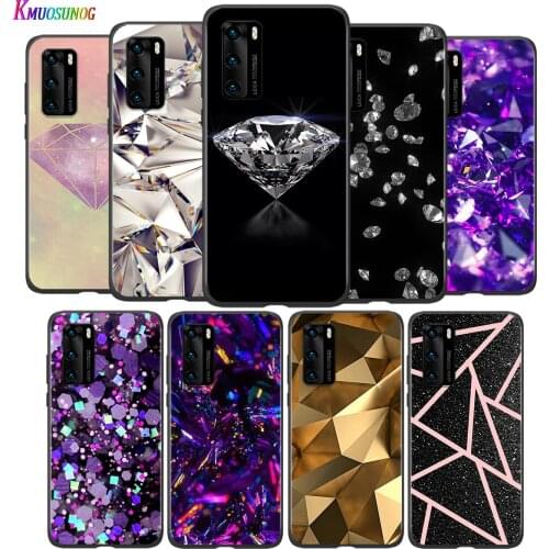 Silicone Case Black Gold Diamond For Huawei P8 P9 P10 P20 P30 Pro Lite 2019 mini P40 Lite 5G E Pro Plus Phone Case