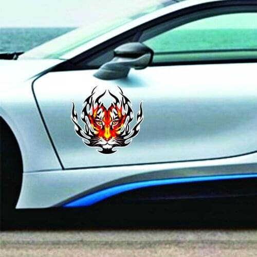 Aliauto Car Decoration Flame Tiger Head Stickers Reflective JDM Decal for Polo Golf Volkswagen Ford Focus Chevrolet Hyundai