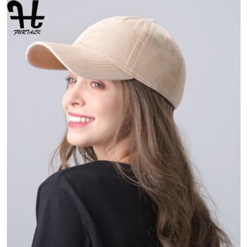 FURTALK Vintage Baseball Cap Women Men Ponytail Baseball Caps Black Snapback Hip Pop Cap Washed Cotton Couple Hats for Female