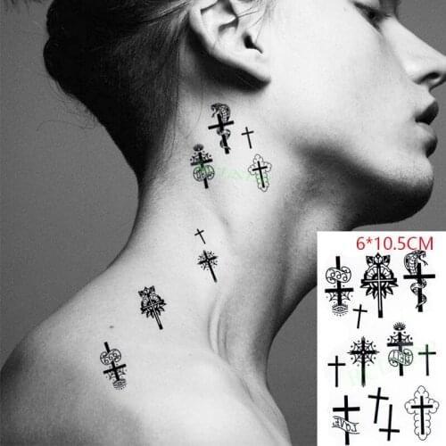 Waterproof Temporary Tattoo Sticker ins Cross combination cartoon faith prayer Body Art flash tatoo fake tatto for Women Men