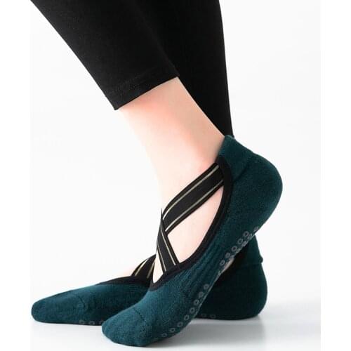 High Quality Bandage Yoga Socks Cotton Woman Anti-Slip Towel Bottom Pilates Sock Breathable Quick-Dry Backless Barre Dance Socks