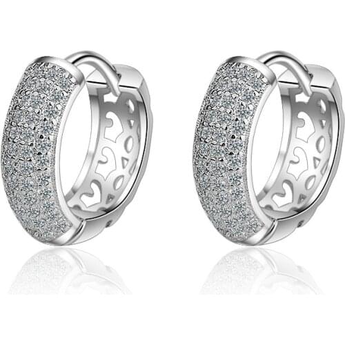 100% 925 Sterling Silver New Fashion Shiny CZ Zircon Ladiesstud Earrings For Women Hot Sale Jewelry Christmas Gift No Fade