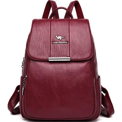 Womens Backpack Girls Street Fashion Soft Leather Backpacks for Women Casual Mochila Feminina High Quality Shoulder Bags Bolsos