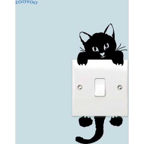 ZOOYOO Hot Sale Lovely Cute Little Cat Switch Stickers Home Decoration Wall Decals Mural Art Posters Vinyl Diy Wall Stickers