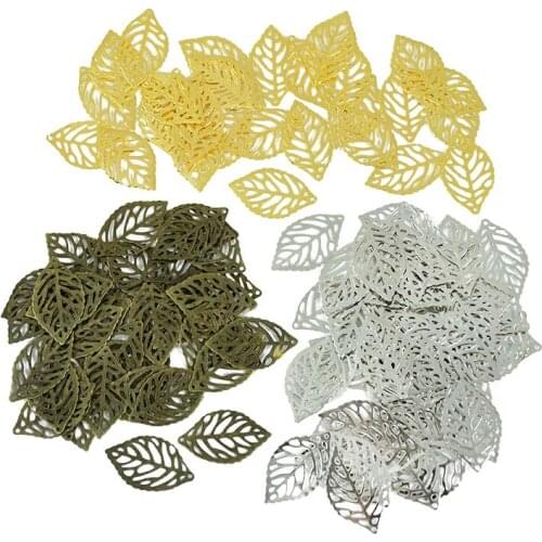 100pcs 23x13mm Metal Leaf Shaped DIY Accessories Jewelry Handmade Crafts Materials for Home Scrapbooking Supplies Fake Foliage