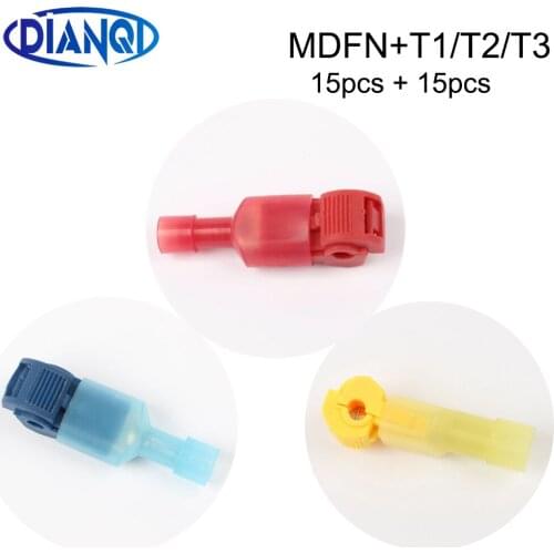 15pairs MDFN+T1 T2 T3 Wire Cable Connectors Terminals Crimp Lock Quick Splice Electrical Car Audio 22-10AWG 0.5mm-6mm Kit Tool
