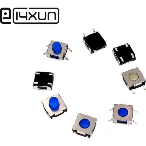 50pcs 6*6*3.4/4.3/5mm 4Pin SMD Waterproof Silicone Tact Switch 6x6mm 4P Micro Push Button Tactile Switchs Transparent Blue