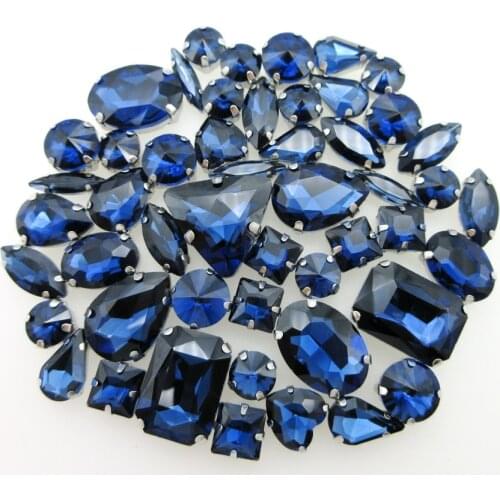 50pcs/bag Montana crystal strass mix 13 shapes silver claw flatback sew on rhinestone beads wedding dress bags shoes decoration