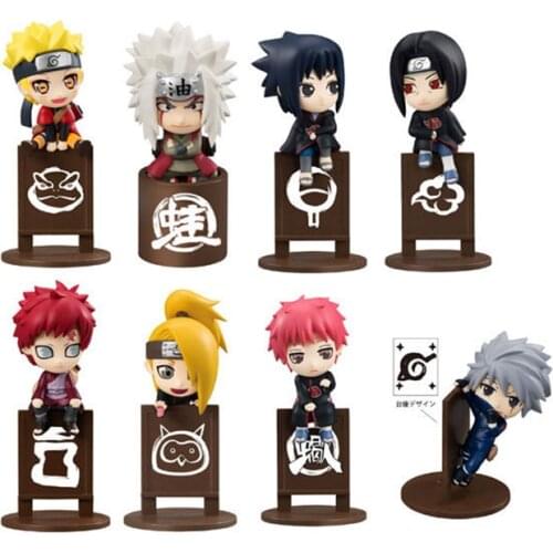 8pcs Naruto Anime Figure Bottle Tea Cup Gacha Doll Desktop Decor Kawaii Toys Mini Action Model Cartoon Kids Gift Xmas Halloween