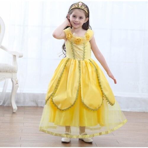 ABGMEDR Brand 2018 Winter Princess Belle Dress Girls Dresses Girl Cosplay Costume Children New Year Clothing Kids Party Dress