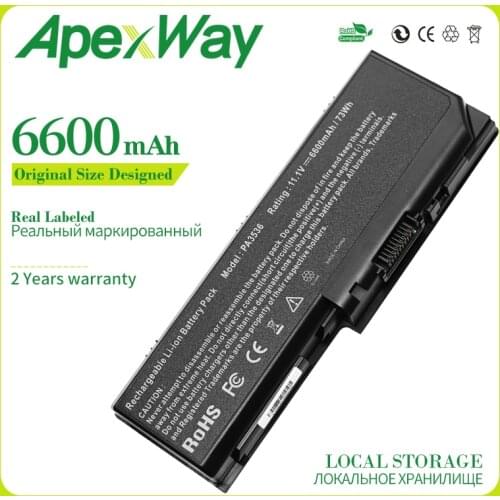 Apexway 6600mAh 9 cells Battery for Toshiba PA3536U-1BRS PA3537U-1BAS PA3537U-1BRS PABAS100 P200 P300 L350/L355 X200 Series