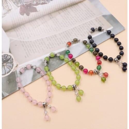 Handmade Wristband Bracelet Beads Crystal Stone Opal Tourmaline Jades Healing Bracelets for Women Girls Bangle Yoga Jewelry B374