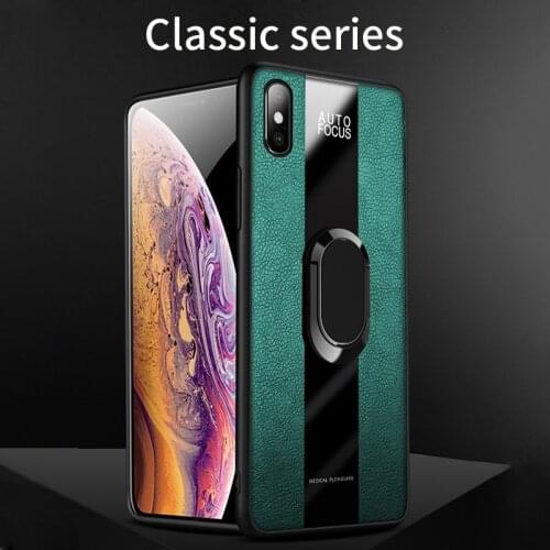 Luxury Camera Lens Protection Shockproof Car Magnetic Ring Holder PU Leather Phone Case For iPhone X XR XS Max Back Cover Fundas