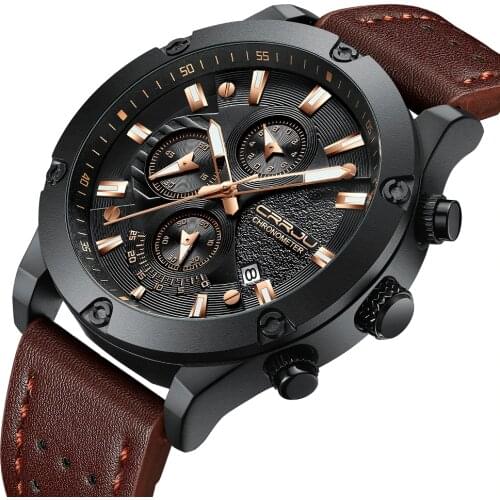 CRRJU Top Luxury Brand Men Unique Sports Watch Mens Chronograph Casual Business Quartz Date Clock Watch Relogio Masculino