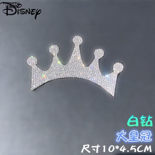 Disney Princess Crown Bowknot Car Decoration Body Sticker Rhinestone Waterproof Cover Scratch Crystal Decoration Car Sticker