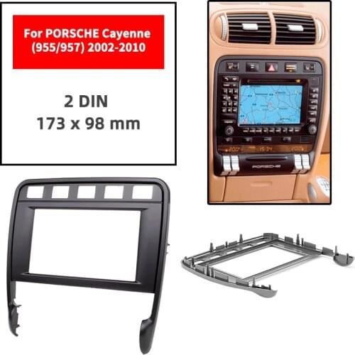 Double Din Radio Fascia for PORSCHE Cayenne (955/957) 2002-2010 Panel Dash Mount Installation Trim Kit Face Black Frame GPS