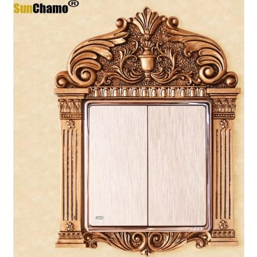 European style bedroom light switch sticker wall sticker protective cover 3D wall decoration Switch socket decorative frame