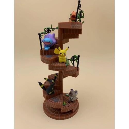 TOMY Pokemon Action Figure Spiral Staircase Pikachu Eevee Charmander 6 Q Version Ex Cashapou Model Decoration Toys