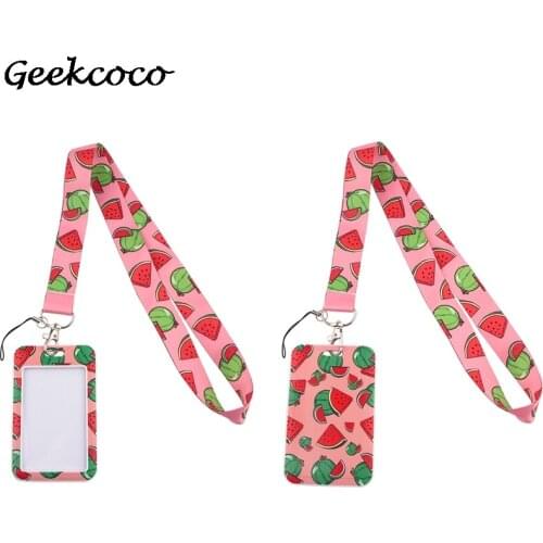J2029 Cartoon Fruit Lanyard Keychain for keys Badge Mobile Phone Keyrings Women Men Neck Strap With Funny DIY Card Cover